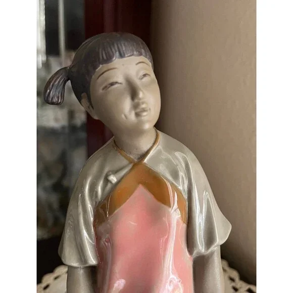 RARE Beautiful Chinese Wan Jiang Glazed Figurine Banana Harvest